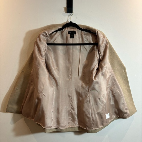 THEME Sz L 100% Wool Classic Lapel Slim Fit Pockets Lined Shoulder Pads Blazer - Picture 6 of 9